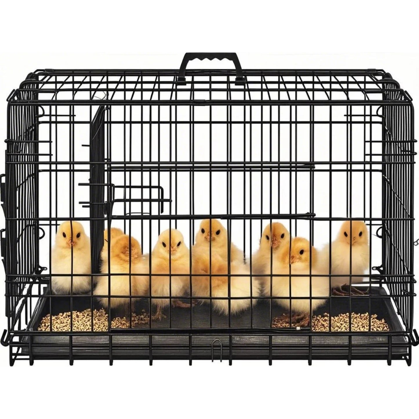Costoffs Foldable Metal Cage For Dogs And Chickens With Divider And Removable Tray Portable Travel Cage