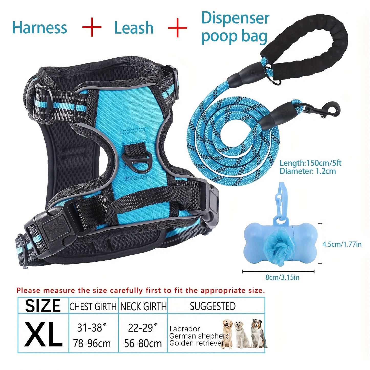 YIWGM Dog Harness And Leash Set With Easy Control Handle