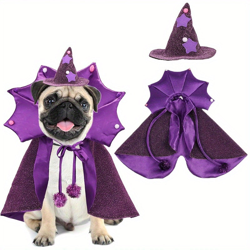 Halloween Witch Cloak And Hat Set For Cats And Dogs