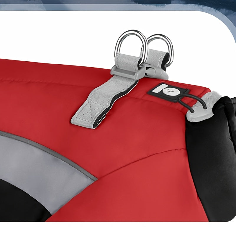 Heavy Duty Winter Dog Coat Reflective Stripes Snowproof