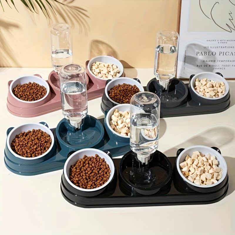 Two In One Stainless Steel Pet Bowl Set With Non Slip Base