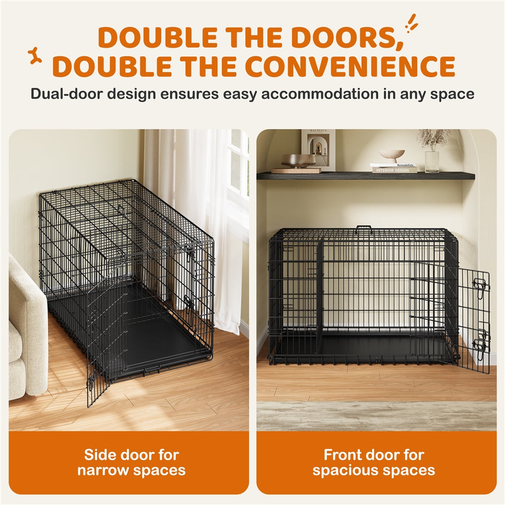 Costoffs Foldable Metal Cage For Dogs And Chickens With Divider And Removable Tray Portable Travel Cage