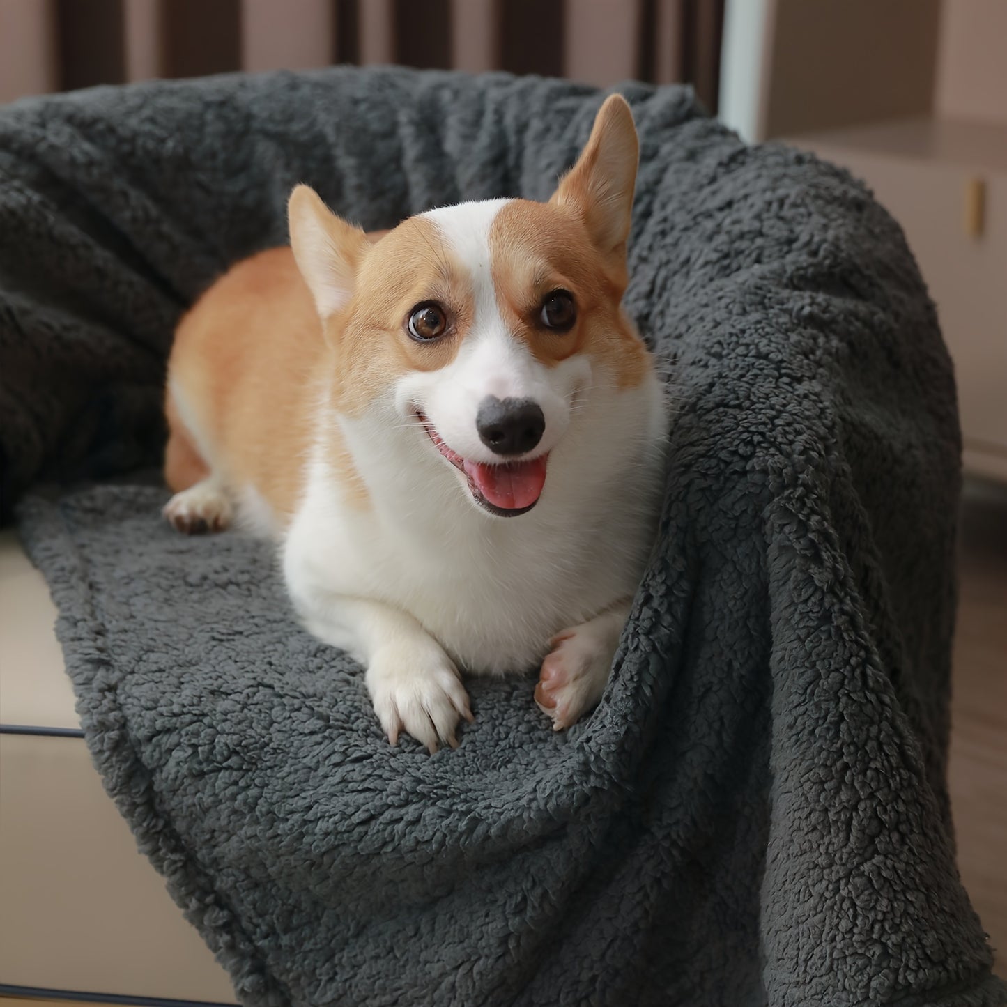 Reversible Shearling Pet Blanket Liquid-Proof Anti-Tear Cover