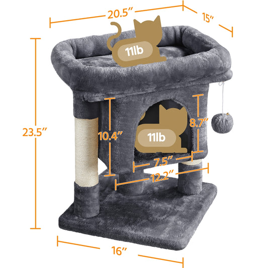 Costoffs 2-Level Cat Tree with Wide Perch and Scratch Posts