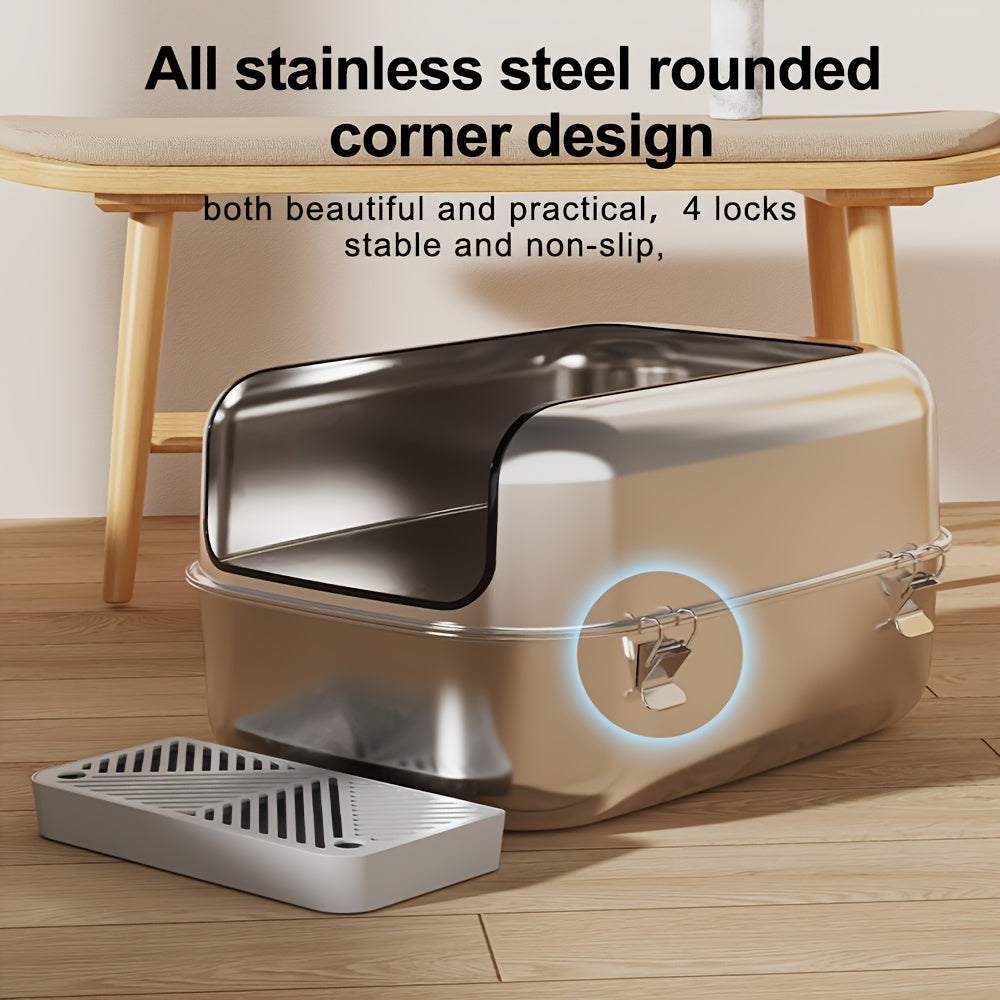 Stainless Steel Cat Litter Box for Easy Cleaning and Durability