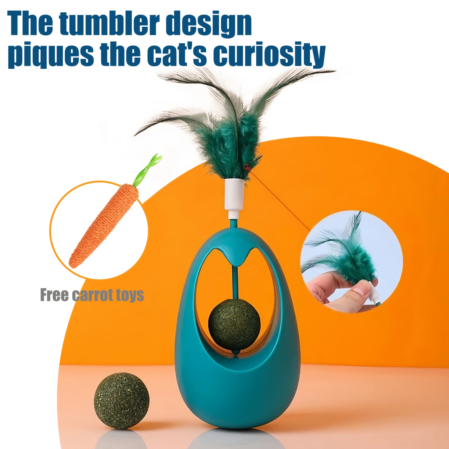 Interactive Feather Cat Toy Set with Plush Carrot and Herb