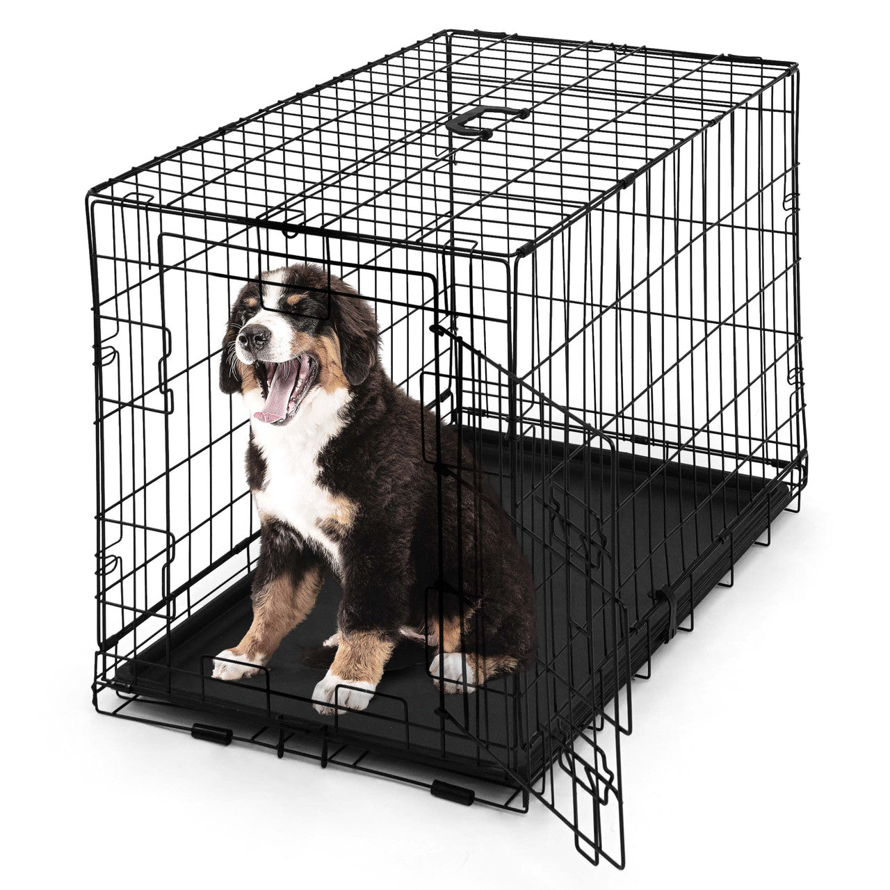 Caphaus Foldable Dog Crate with Leak-Proof Pan and Divider