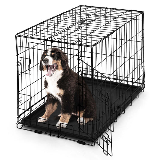 Caphaus Foldable Dog Crate with Leak-Proof Pan and Divider