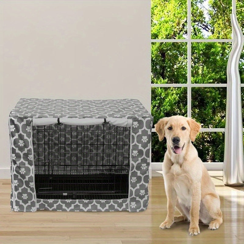 Gray Soles Dog Crate Cover Universal Fit Durable Polyester