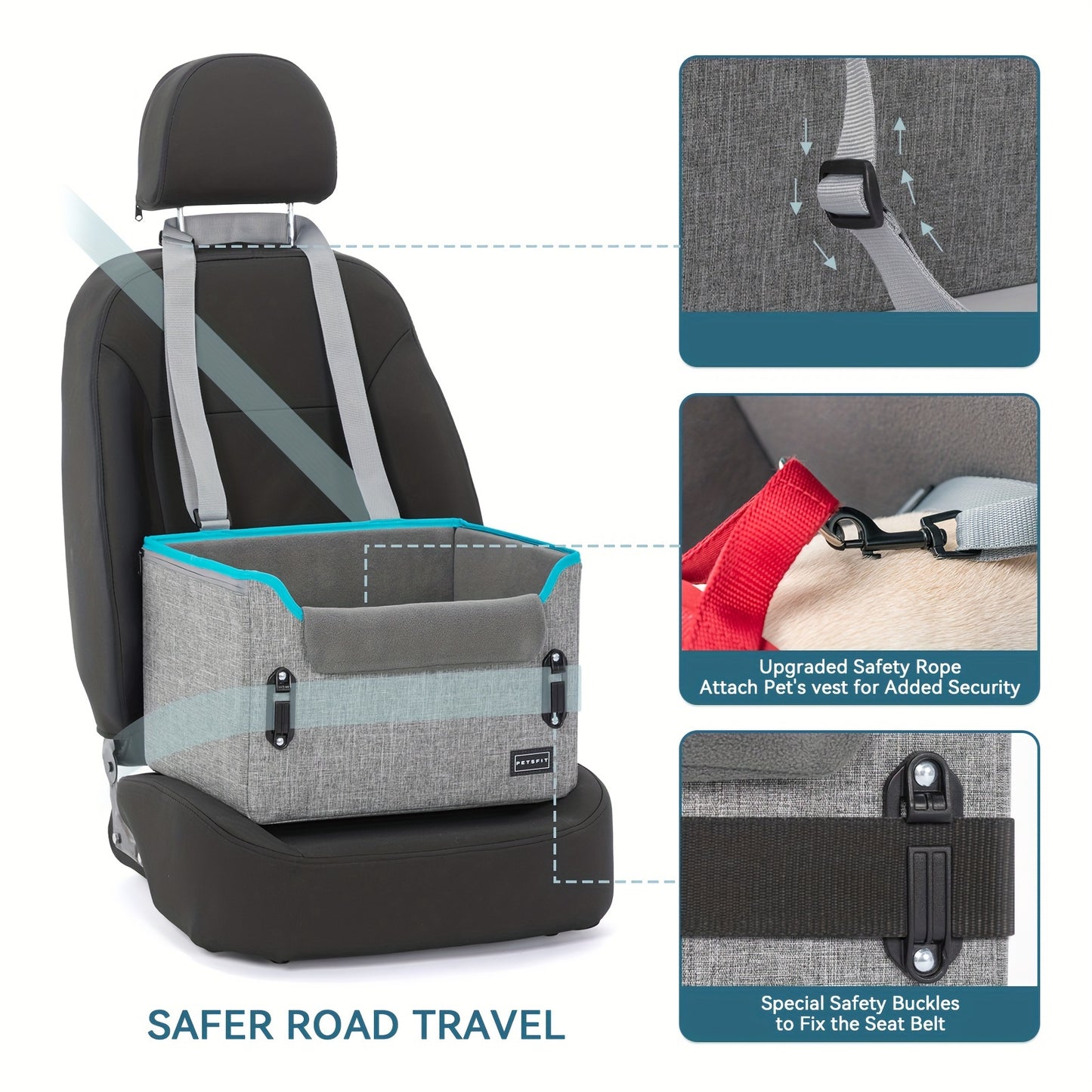Petsfit Portable Dog Car Seat with Safe Buckles and Leash