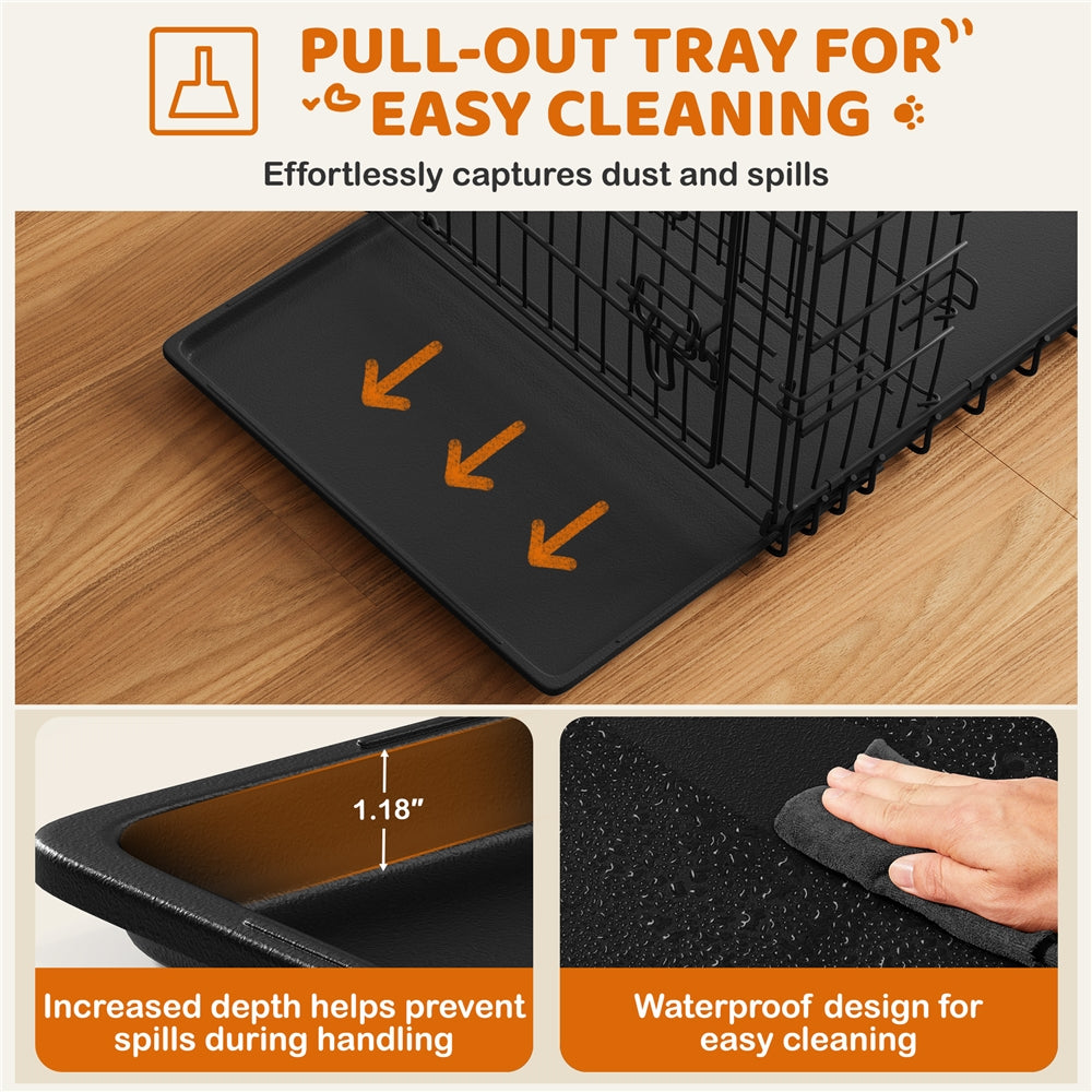 Costoffs Foldable Metal Cage For Dogs And Chickens With Divider And Removable Tray Portable Travel Cage