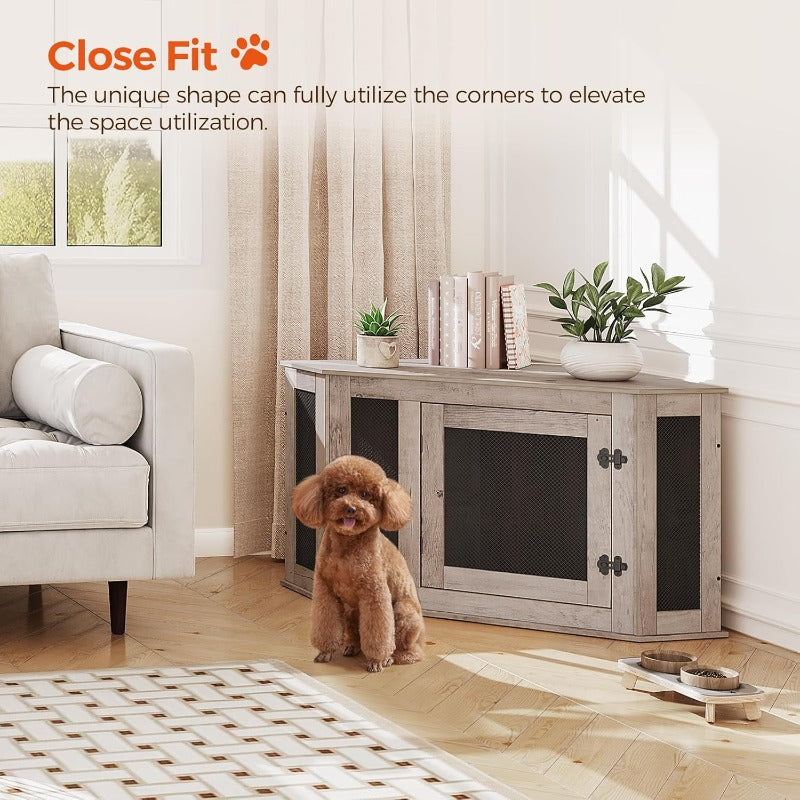 Corner Dog Crate Furniture Multi Functional Wood Kennel