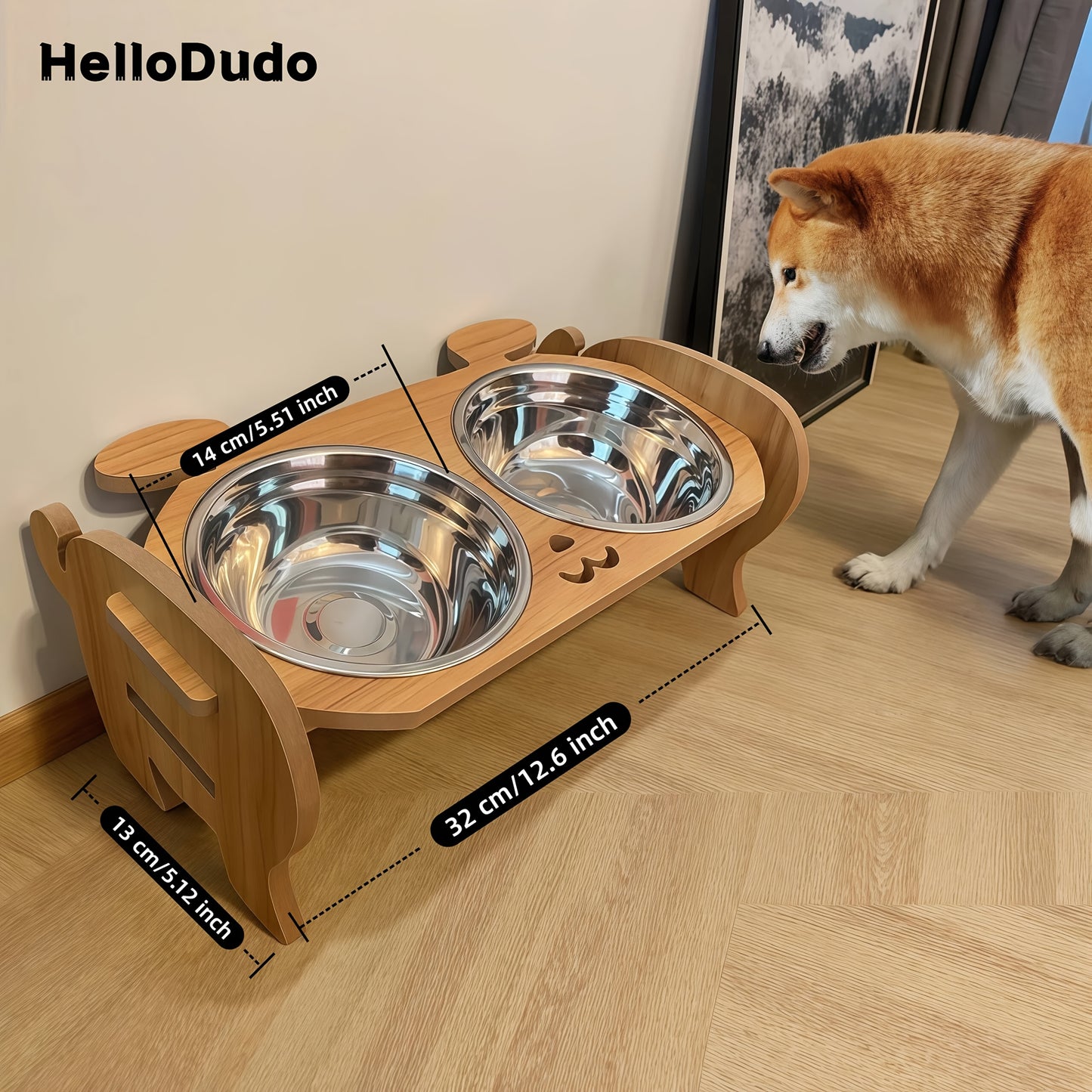 Stainless Steel Elevated Cat Bowl Stand With Adjustable Height