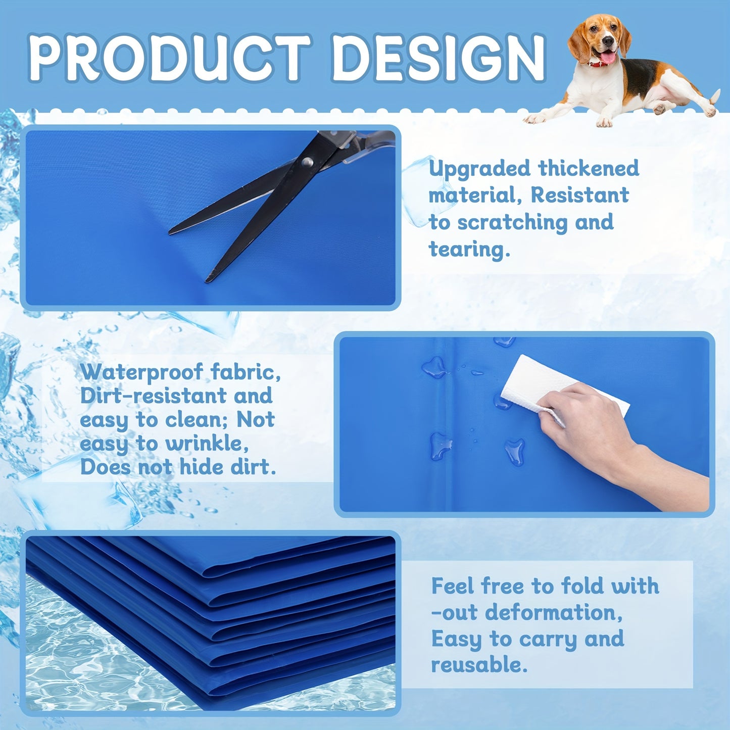 Cooling Dog Mat with Memory Foam for Pets and Travel