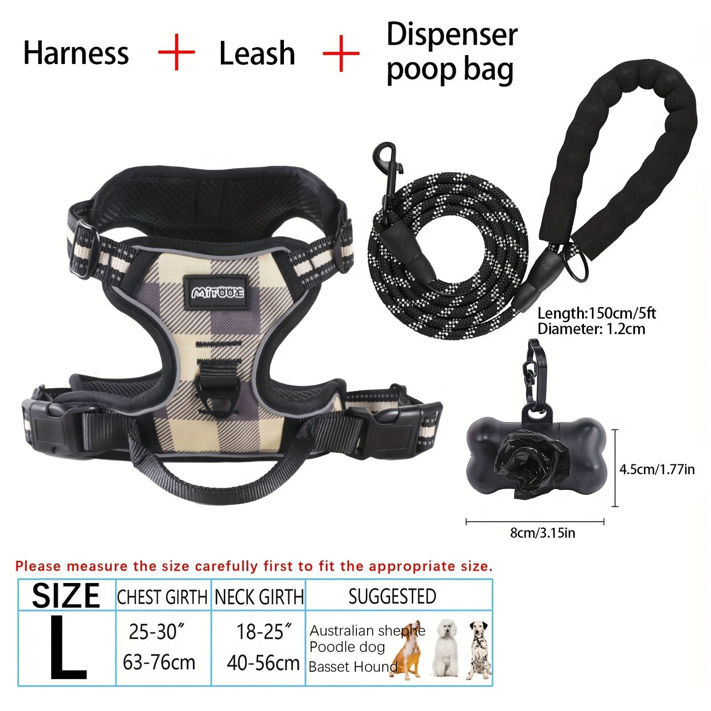 YIWGM Dog Harness And Leash Set With Easy Control Handle