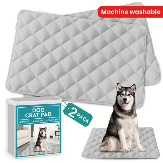 Washable Dog Crate Mat Pad with Anti-Slip Bottom - 2 Pack