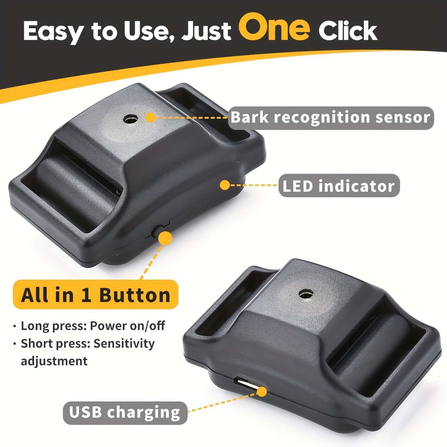 Smallest anti-barking collar for small dogs with vibration modes and rechargeable battery