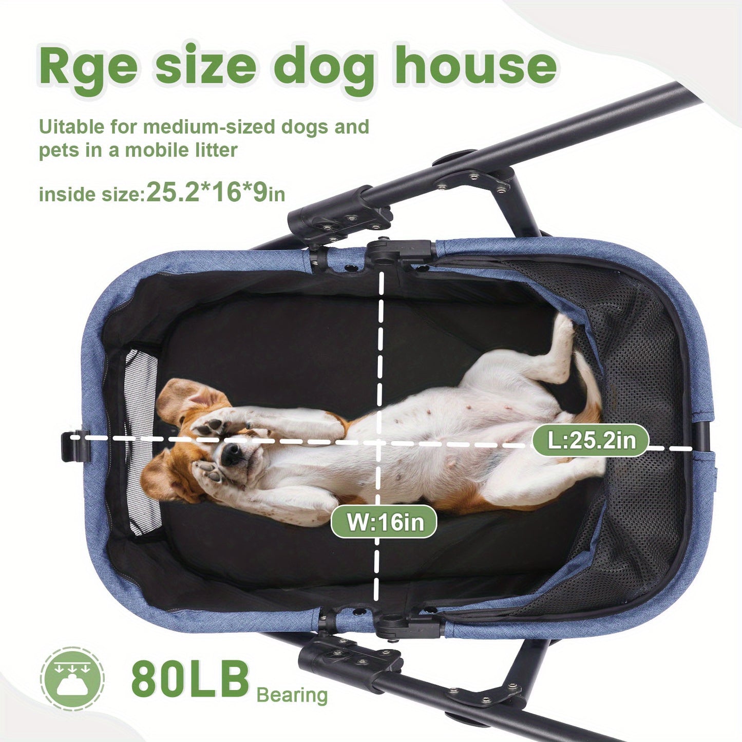 Portable Pet Stroller One Click Folding Full Mesh Ventilation