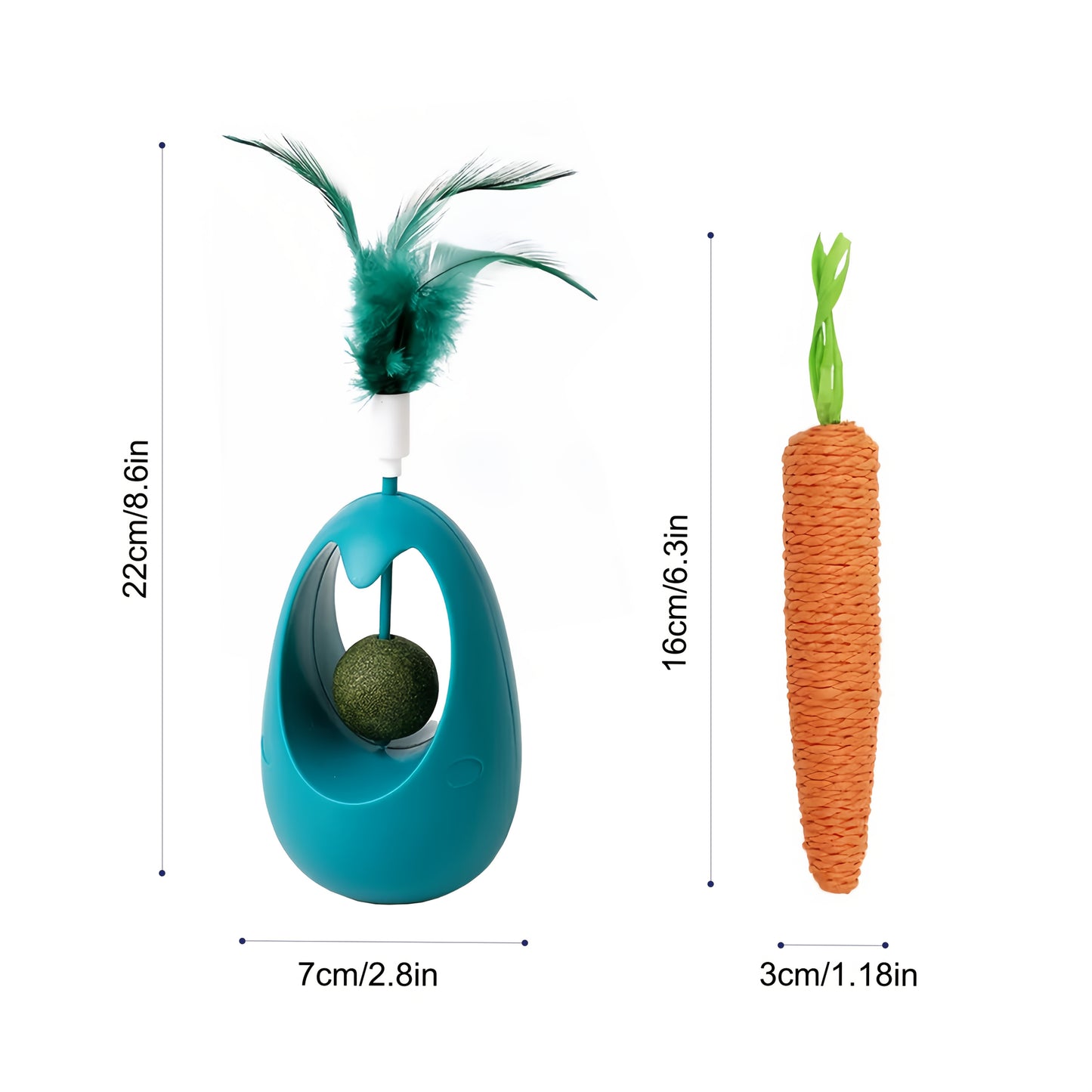 Interactive Feather Cat Toy Set with Plush Carrot and Herb