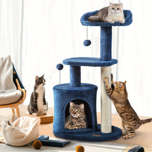 CLEVAHOME Cozy Cat Tree with Scratching Posts and Perches