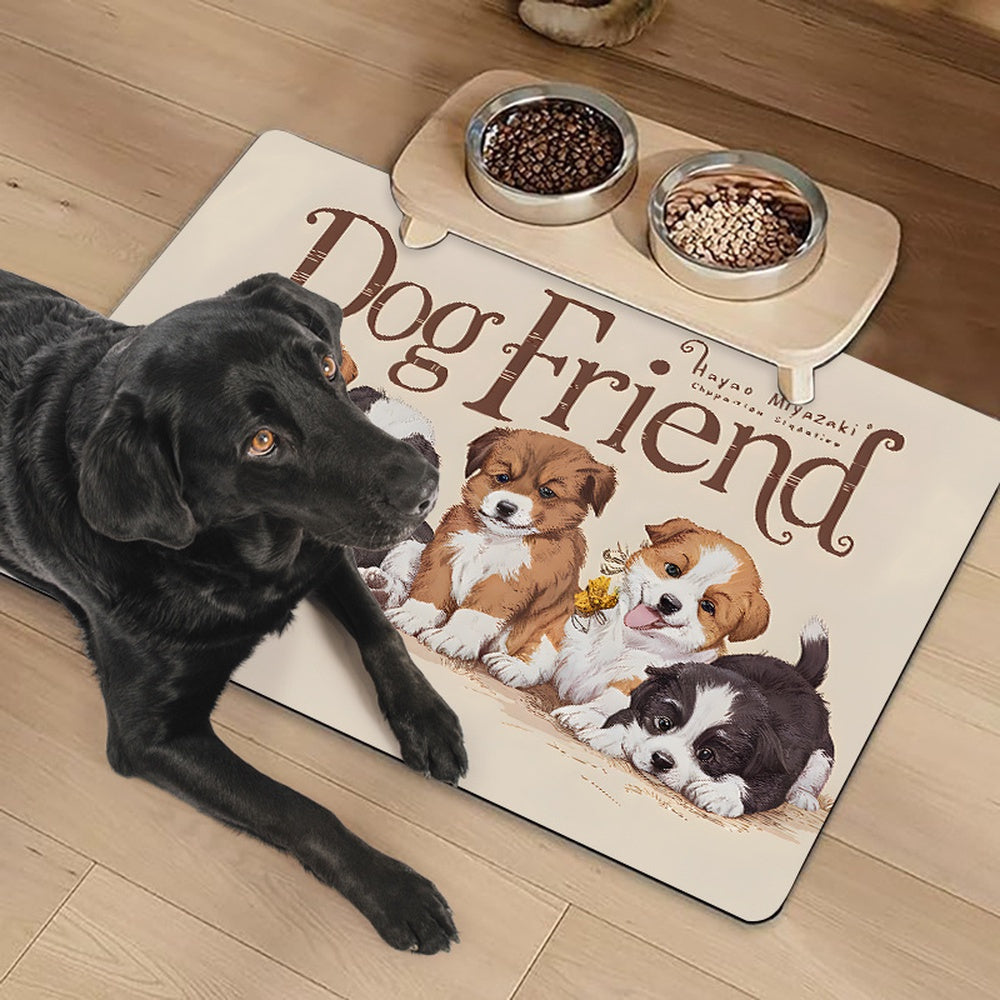 Water-Absorbing Anti-Slip Dog Bowl Mats for Mess-Free Feeding