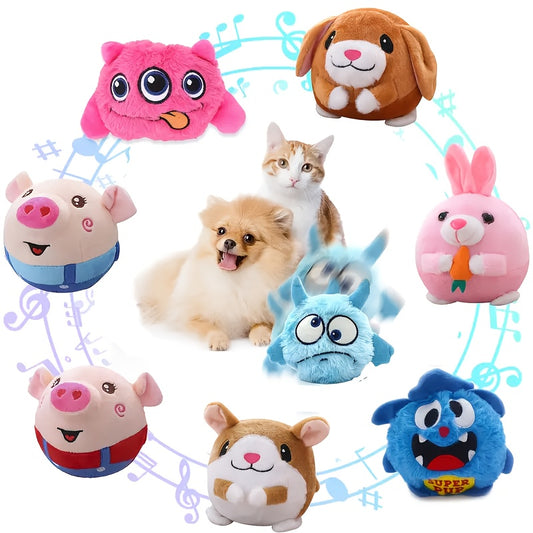 Teddy Run Interactive Monster Plush Ball Dog Toy Squeaky Fun