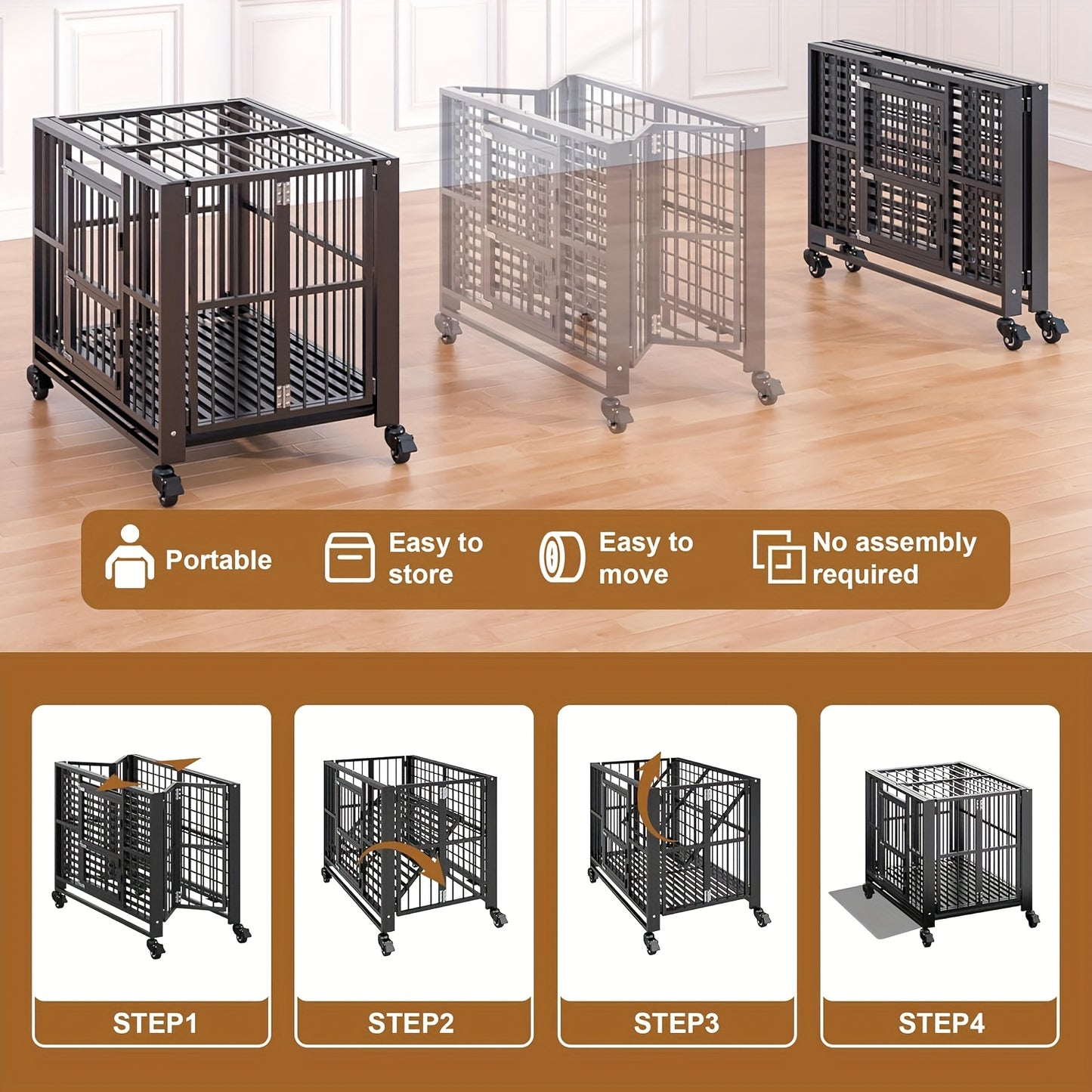 Indestructible Heavy Duty Dog Crate for High Anxiety Pets