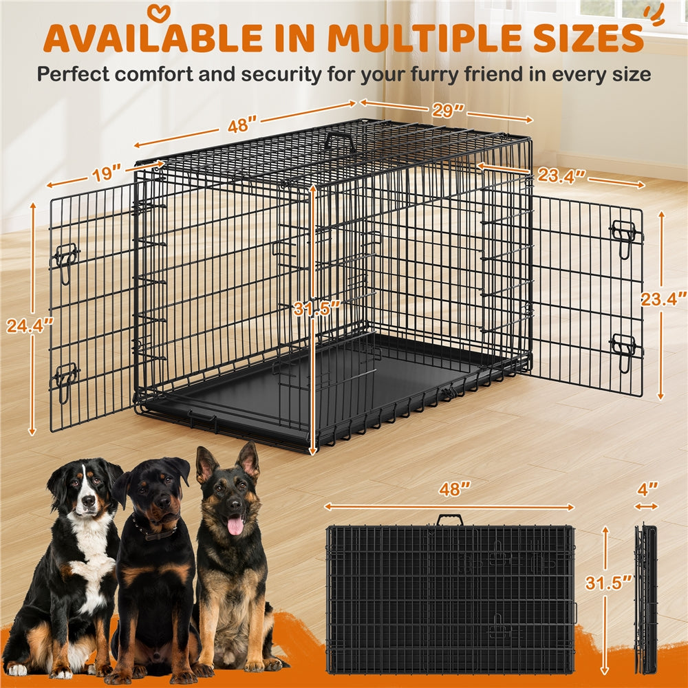 Costoffs Foldable Metal Cage For Dogs And Chickens With Divider And Removable Tray Portable Travel Cage