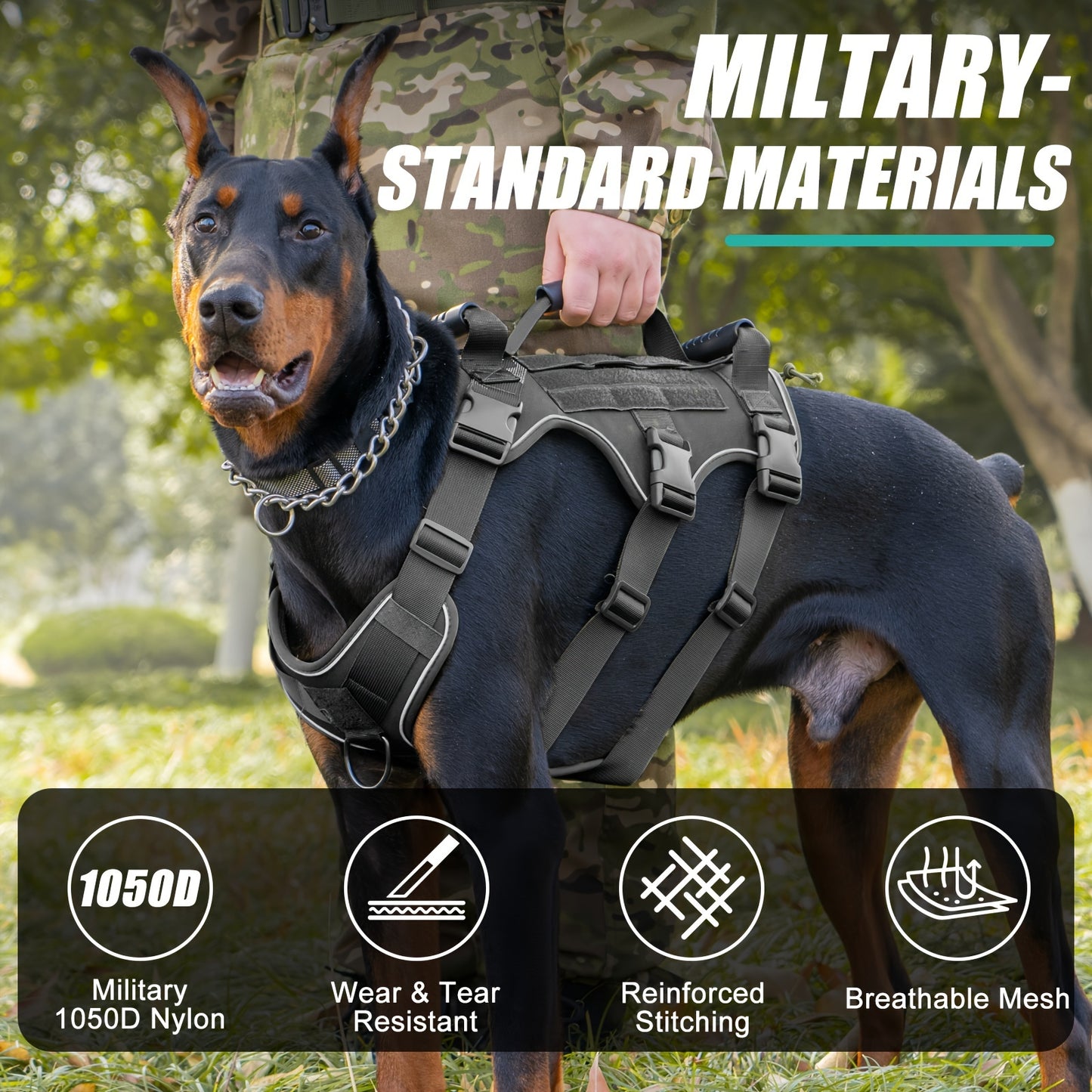 Tactical Dog Harness for Outdoor Training and Night Adventures