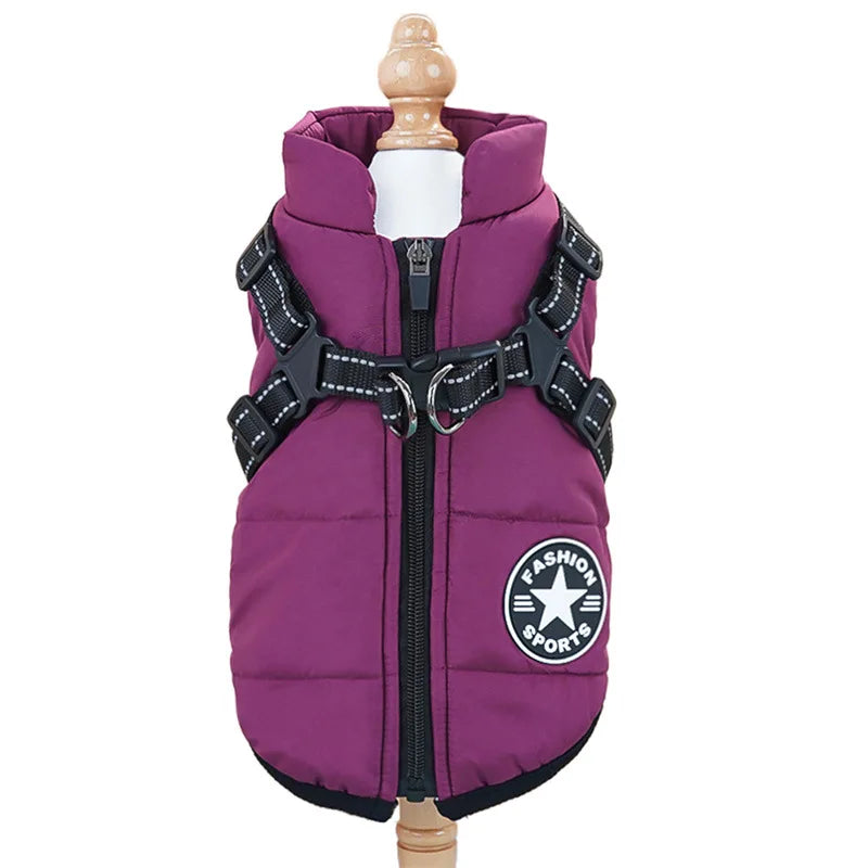 Waterproof Winter Dog Jacket With Harness For Outdoor Use