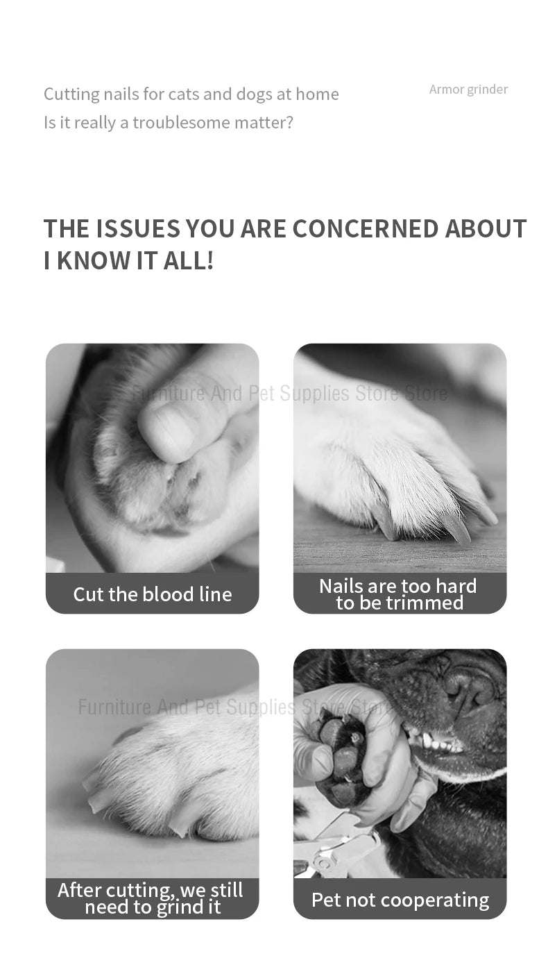 Hign-concerned Electric Dog Nail Clippers USB LED Grooming