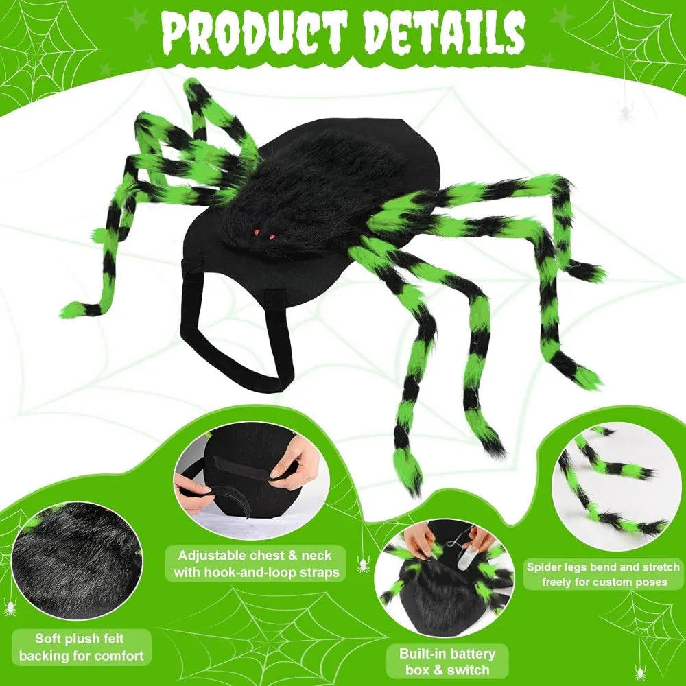 Big Dog Halloween Spider Costume With 64 LED Lights Large Dogs