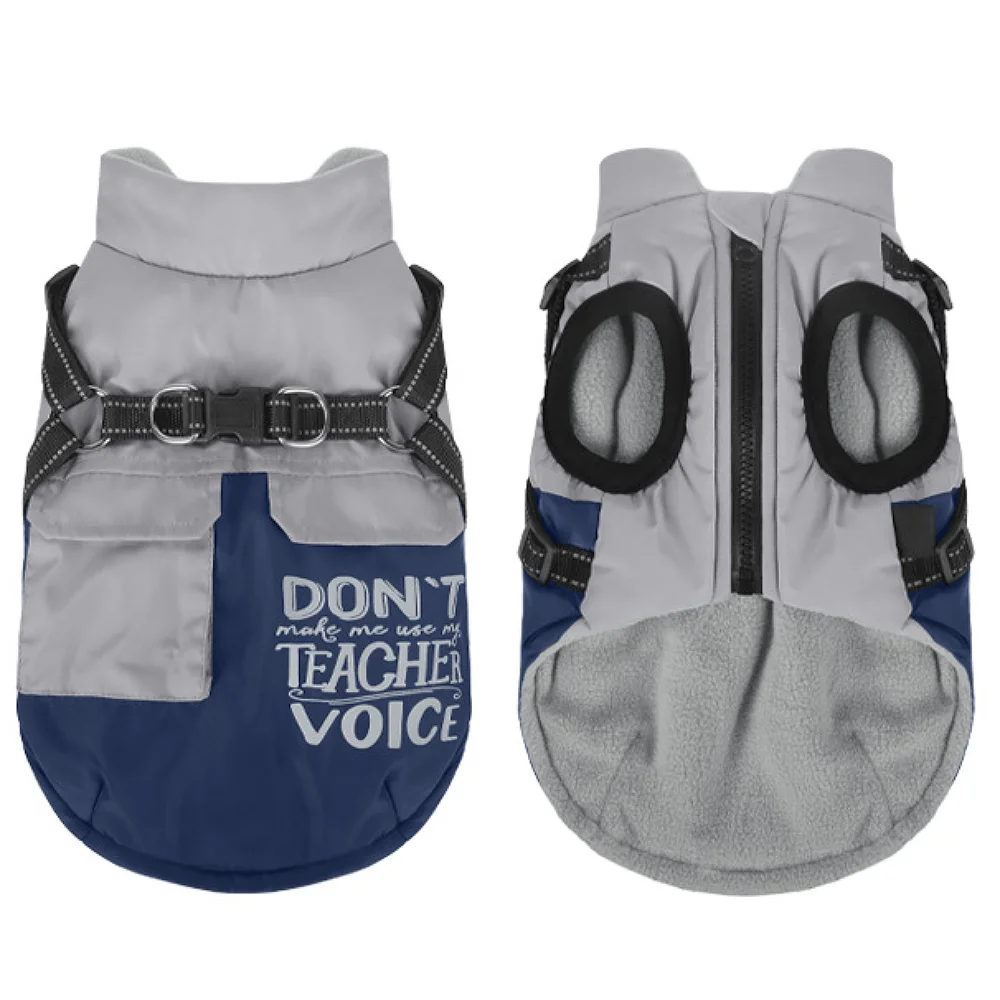 High Concerned Winter Dog Coat With Pocket Reflective Harness Vest