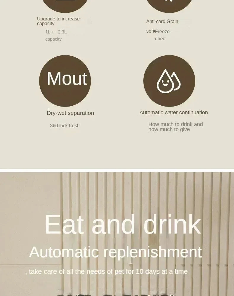 Choice Automatic Feeder For Dogs And Cats With Water Fountain Pet Food Storage Dispenser