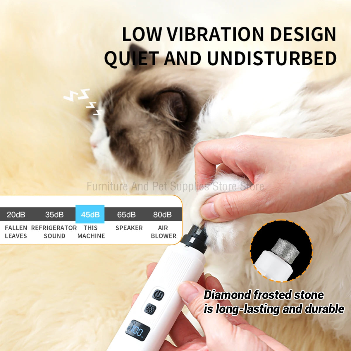 Hign-concerned Electric Dog Nail Clippers USB LED Grooming