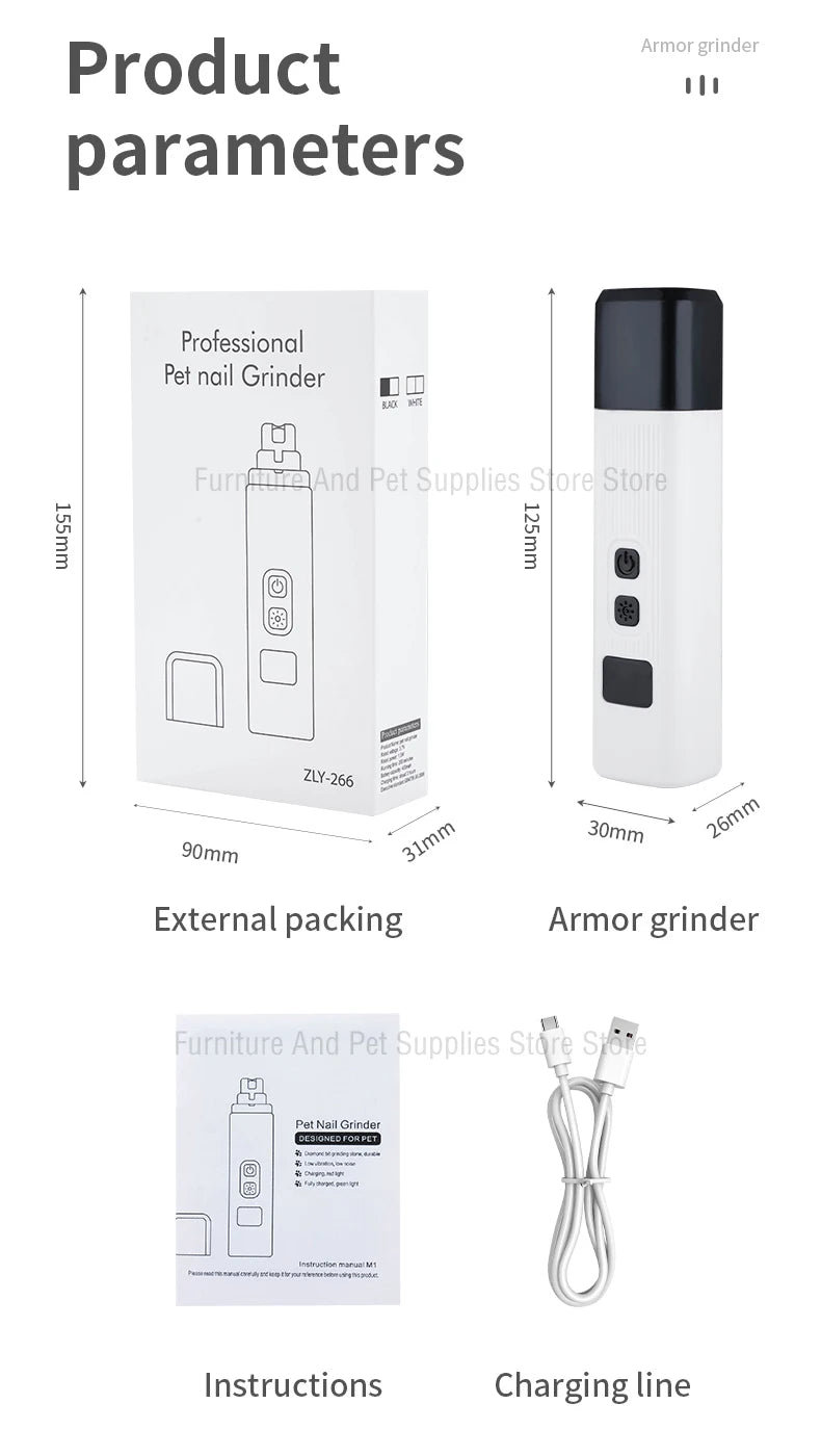 Hign-concerned Electric Dog Nail Clippers USB LED Grooming