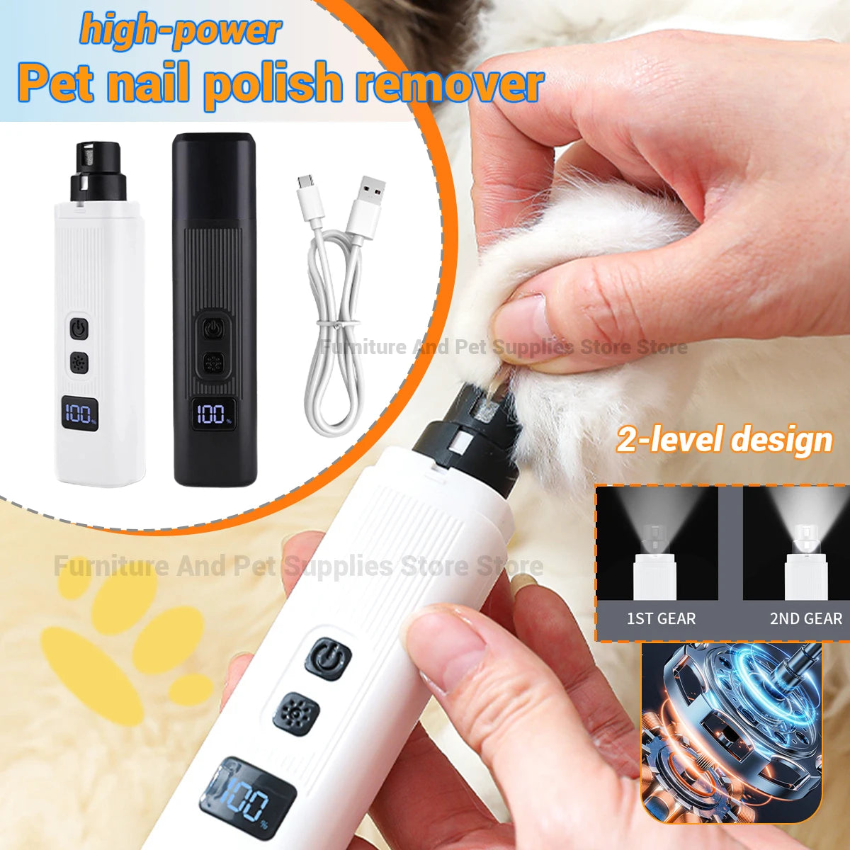 Hign-concerned Electric Dog Nail Clippers USB LED Grooming