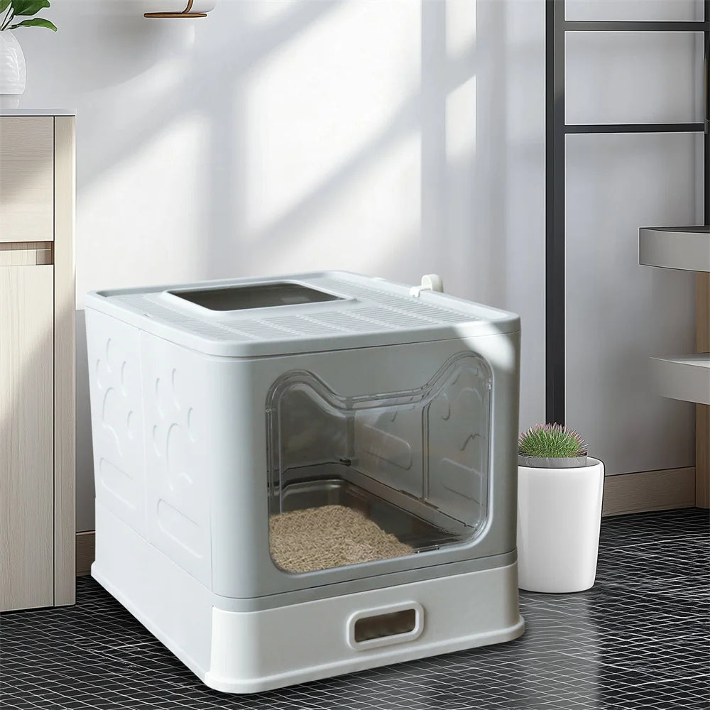 Feature Enclosed Stainless Steel Cat Litter Box With Lid