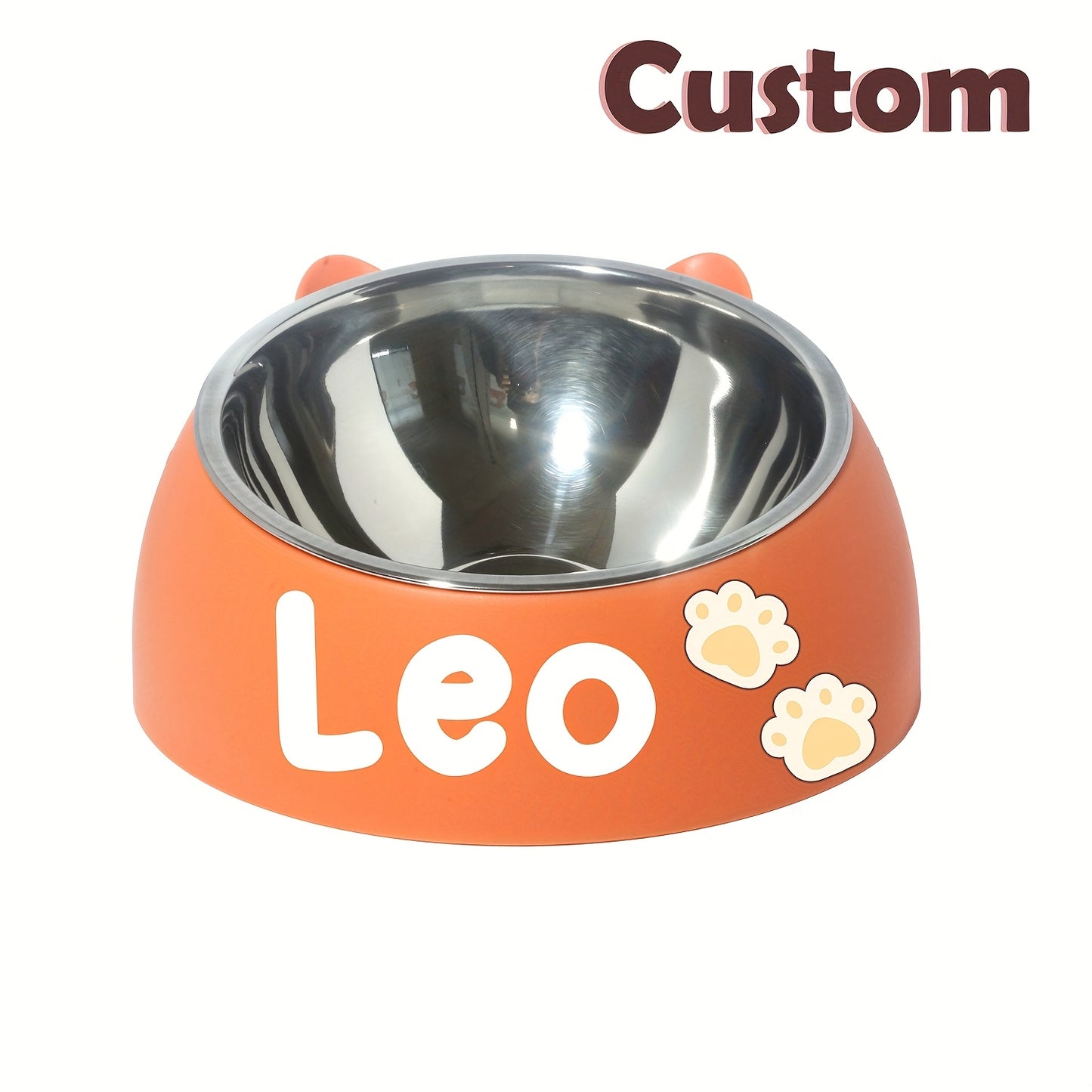 Customizable Stainless Steel Cat Bowl With Personalized Name