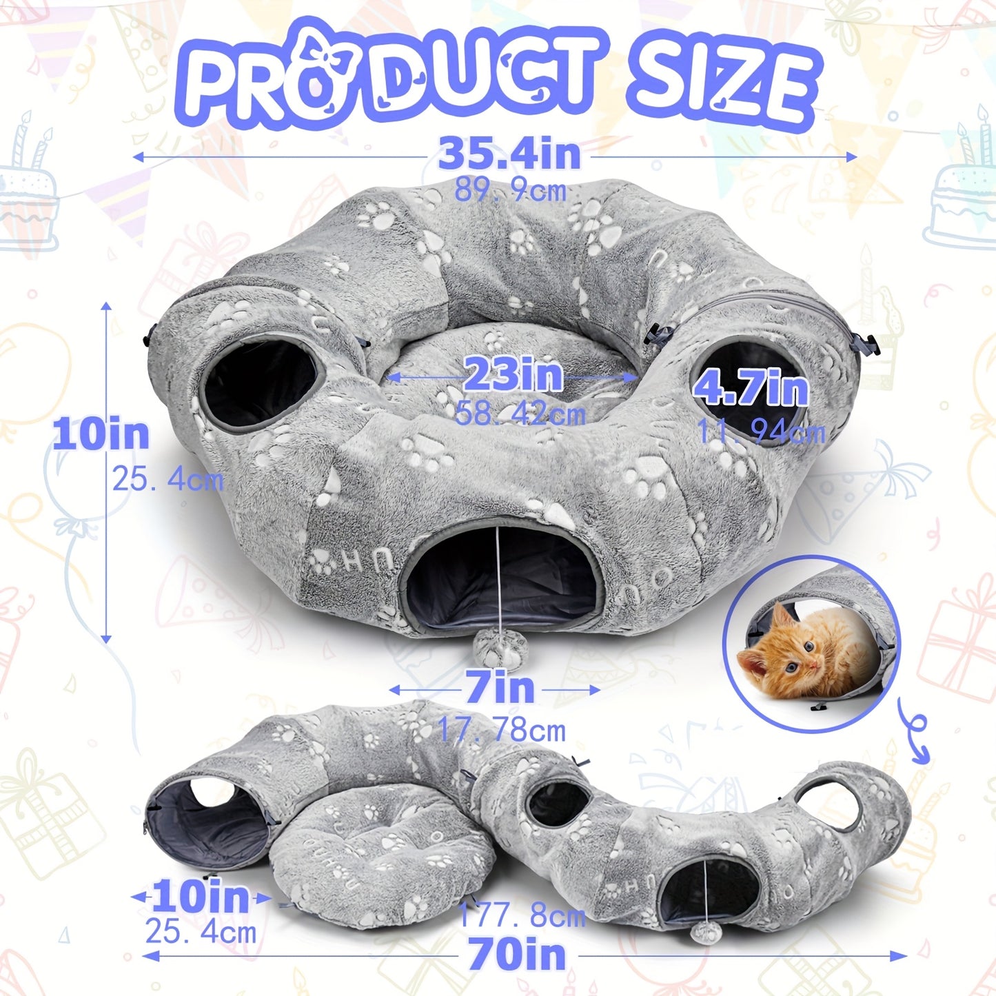 Interactive Cat Toy With Tunnel Bed And Bite Resistant