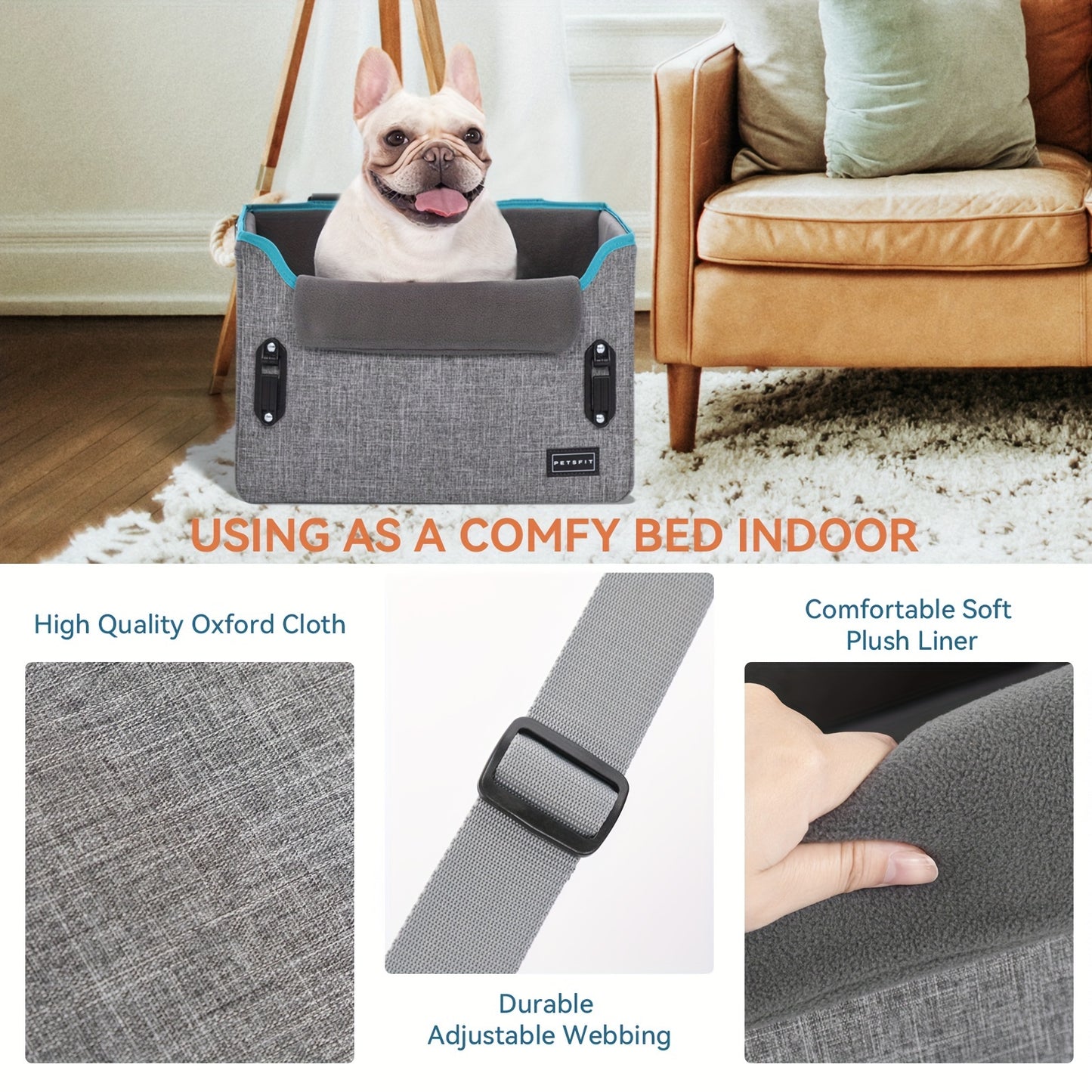 Petsfit Portable Dog Car Seat with Safe Buckles and Leash