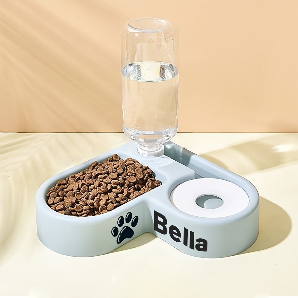Customizable Pet Double Bowl With Automatic Water Dispenser