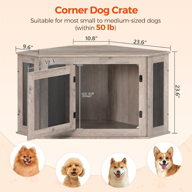 Corner Dog Crate Furniture Multi Functional Wood Kennel