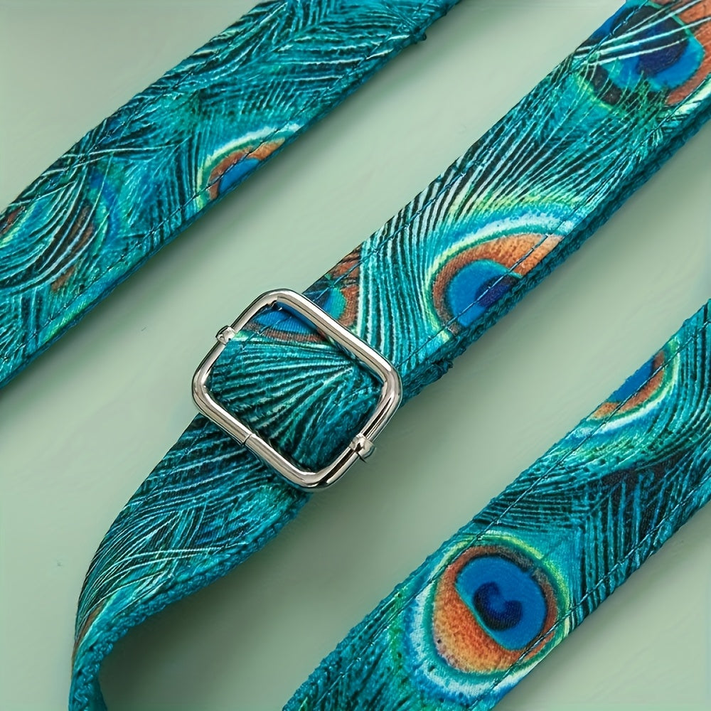 Vibrant Peacock Print Dog Collar for All Breeds