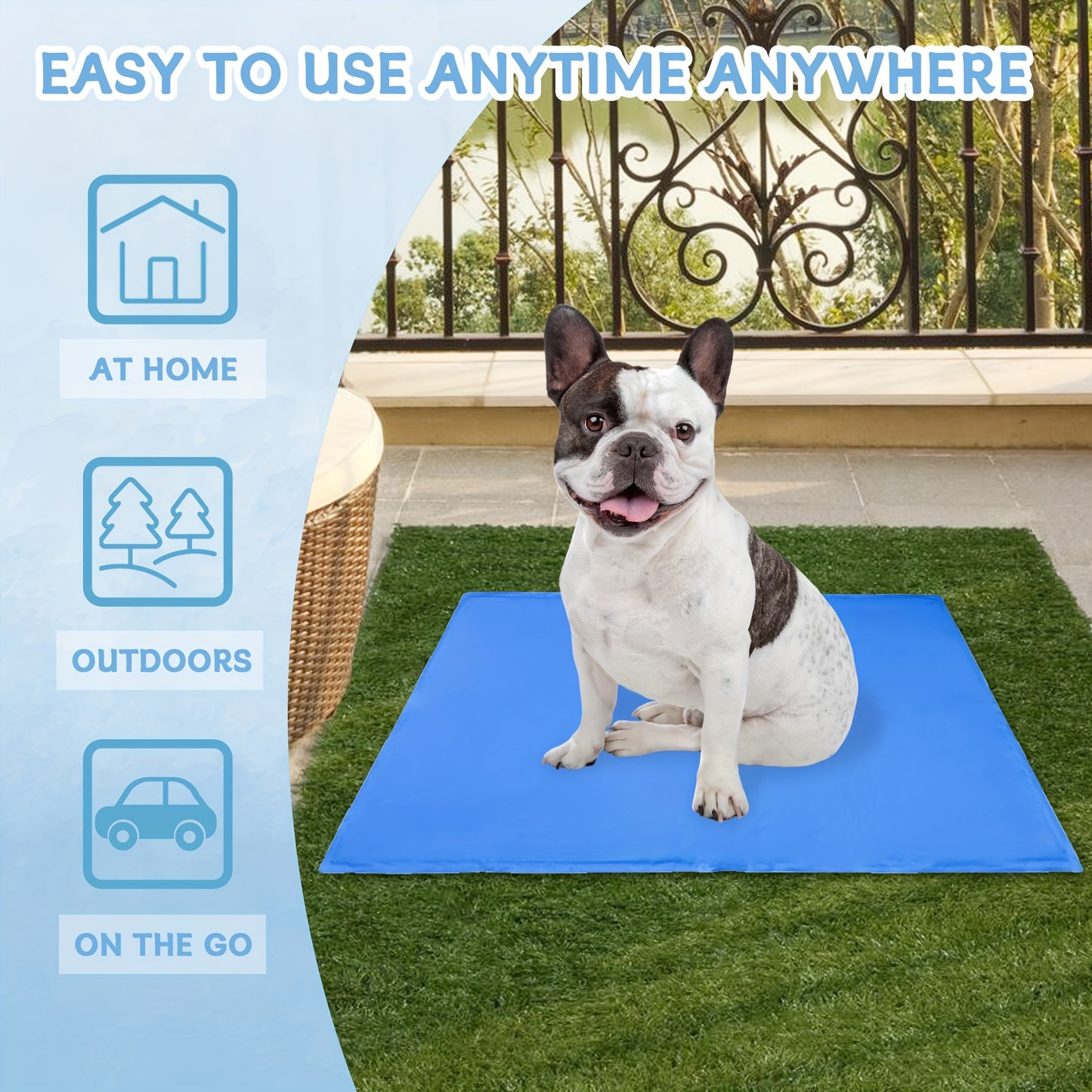 Cooling Dog Mat with Memory Foam for Pets and Travel