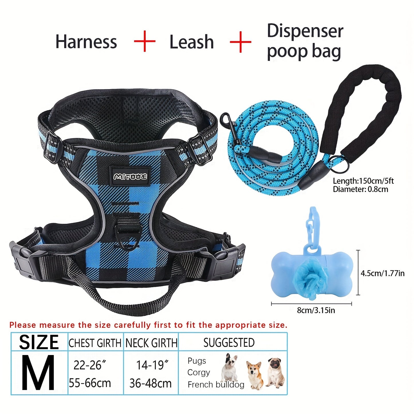 YIWGM Dog Harness And Leash Set With Easy Control Handle