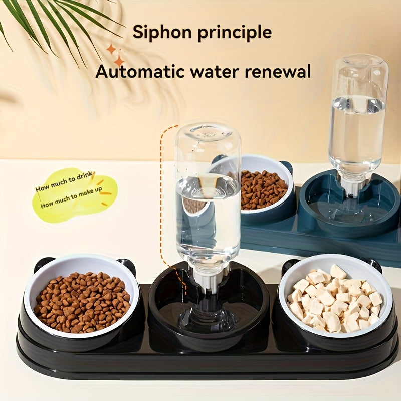 Two In One Stainless Steel Pet Bowl Set With Non Slip Base