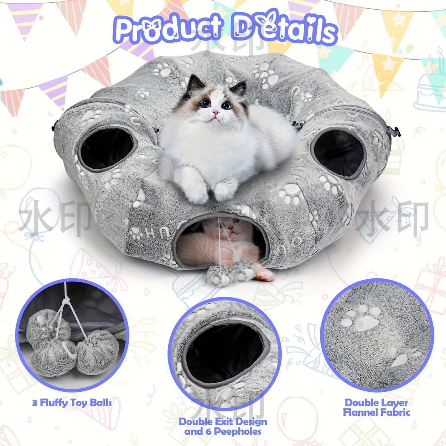 Interactive Cat Toy With Tunnel Bed And Bite Resistant