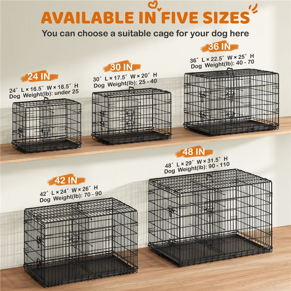 Costoffs Foldable Metal Cage For Dogs And Chickens With Divider And Removable Tray Portable Travel Cage