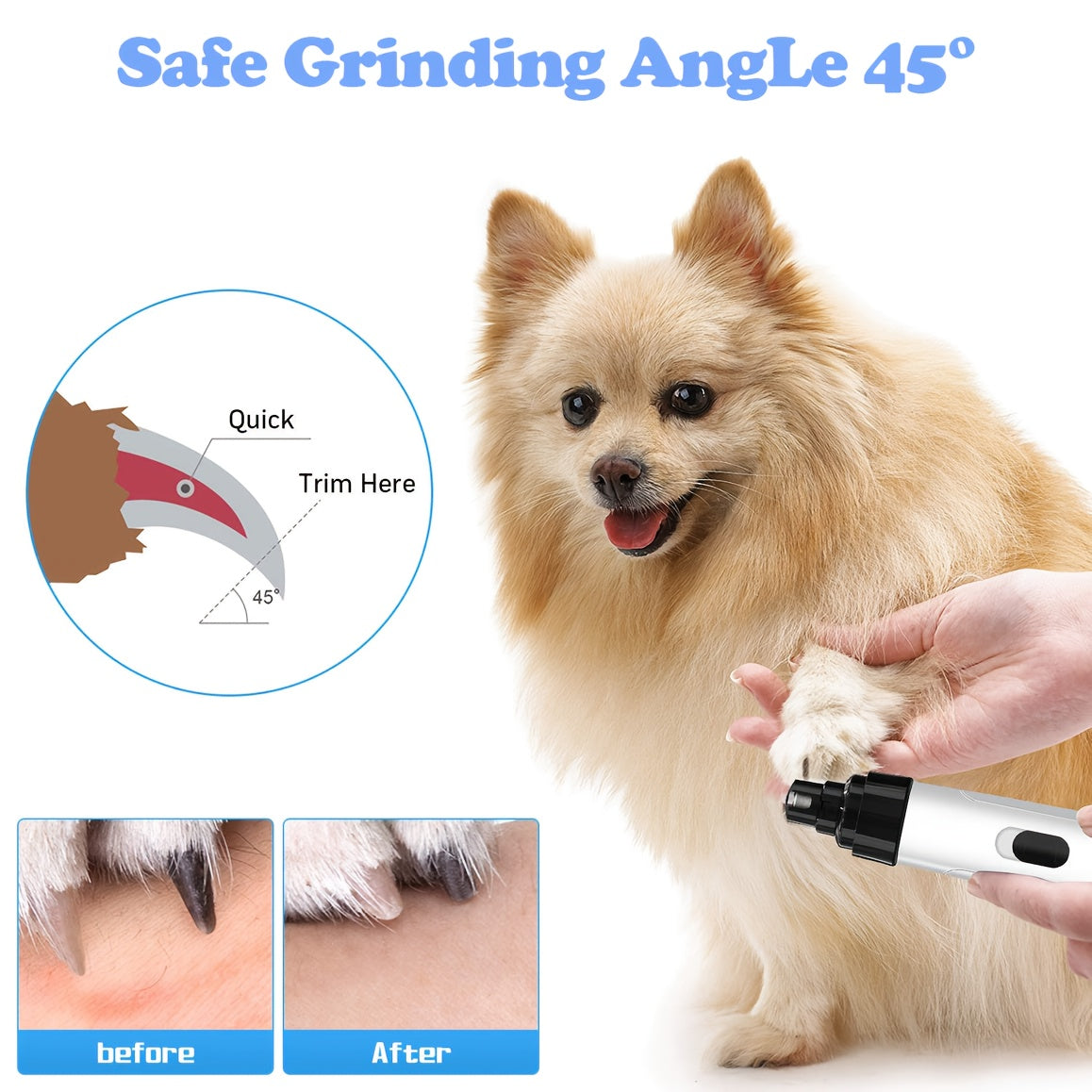 Pet Nail Trim Set Electric Grinder for Dogs and Cats